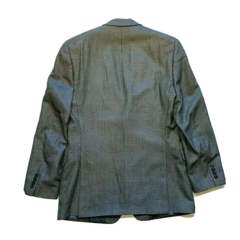 Calvin Klein Nailhead Silk‎ Wool Blazer Sport Jacket Coat Two Button 40L EUC